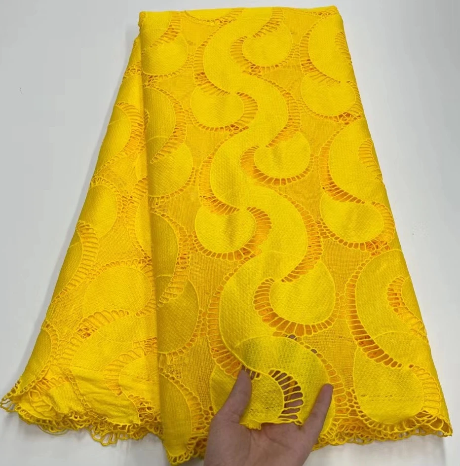 

African Cord Lace yellow Fabric Water Soluble Lace High Quality Nigerian Guipure Lace Fabric For Wedding Party TS9372