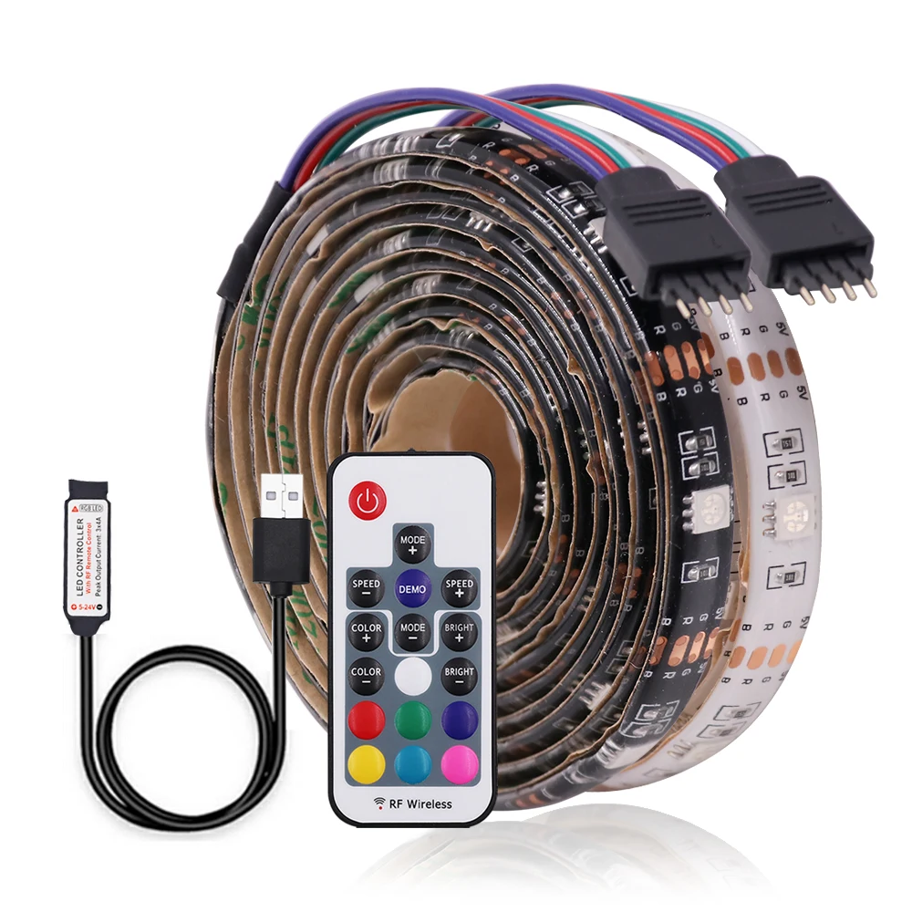 DC5V 5050 RGB LED Strip Light Remote Control 30LEDs/m USB RGB LED Strip TV Lighting Decorative 1m 2m 3m 4m 5m