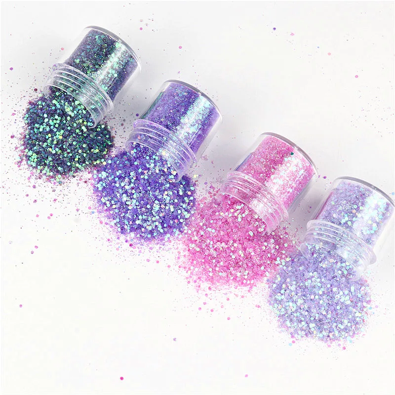 Purple Pink Mix Series Makeup Spangles 1Jar UntraFine Nail UntraFine Glitter Power Hexagon Mix Flake For Face Body Eye Nails Art