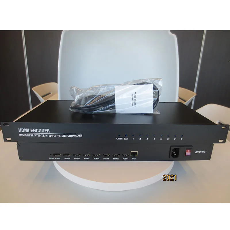 1u 8 canais h265 h264 hd hdmi para ip codificador de vídeo iptv transmissão ao vivo hd media codificador com udp hls rtmp srt onvif
