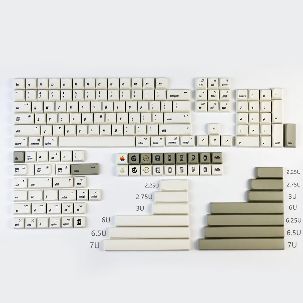 

166 Keys/set White Retro Style PBT Dye Subbed Keycaps For MX Switch Mechanical Keyboard XDA Profile Japanese Key Caps