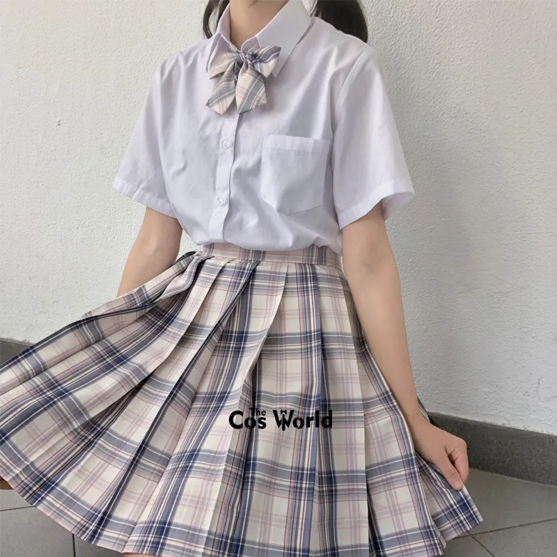 [Morning Sunlight] Girl's Summer High Waist Pleated Skirts Plaid Skirts Women Dress For JK School Uniform Students Cloths