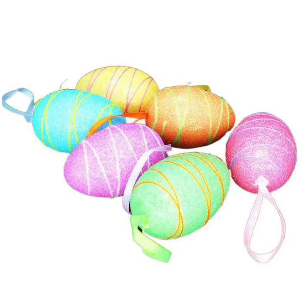 

6pcs/set Colorful Foam Easter Eggs Easter Crafts Ornaments Birthday Holiday Decoration Wedding Party Decoration