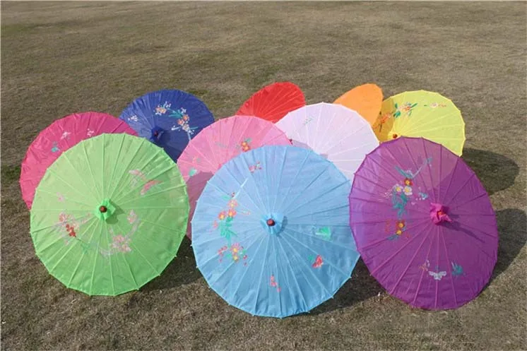 Free shipping 5pcs/lot hand-painted flower design 12colors Chinese art umbrella bamboo frame silk parasol for bride & bridemaid