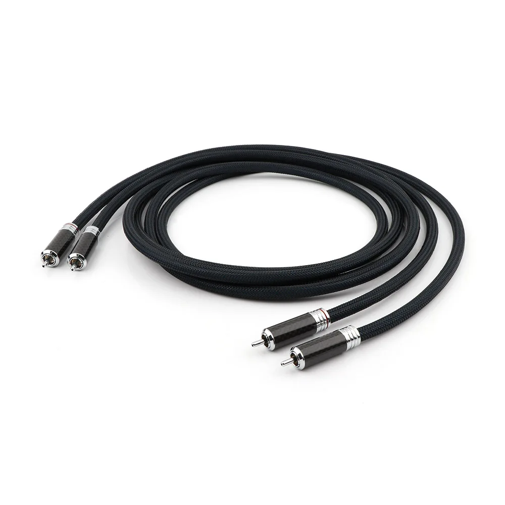 Preffair hifi cable rca OCC Copper Audio Hifi Interconnect Cable With Carbon Fiber Rhodium Platef Rca Plug Cable Audio