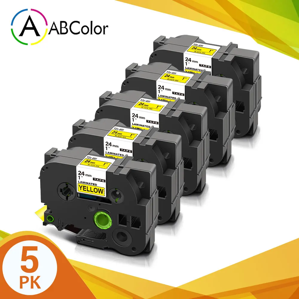 5Pcs label tape compatible for 651 Tape 24mm Laminated Label Tape Printer Ribbon for Label Maker