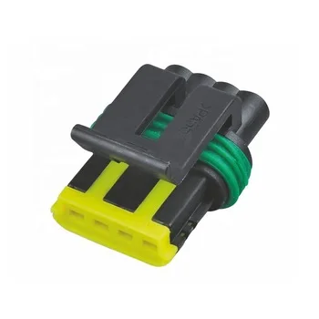 Tyco Amp 4 way female waterproof wire harness connector with terminals DJ7044-1.8-21