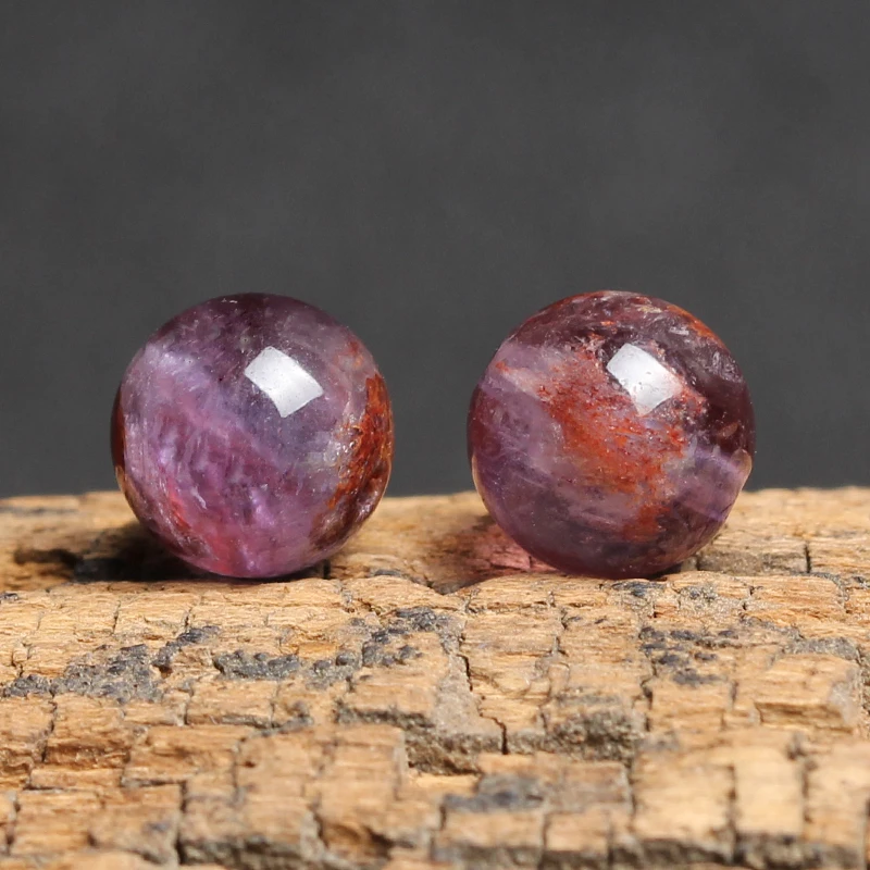4A Natural Purple Phantom Chlorite Quartz Crystal Single Bead DIY Beads Jewelry Making