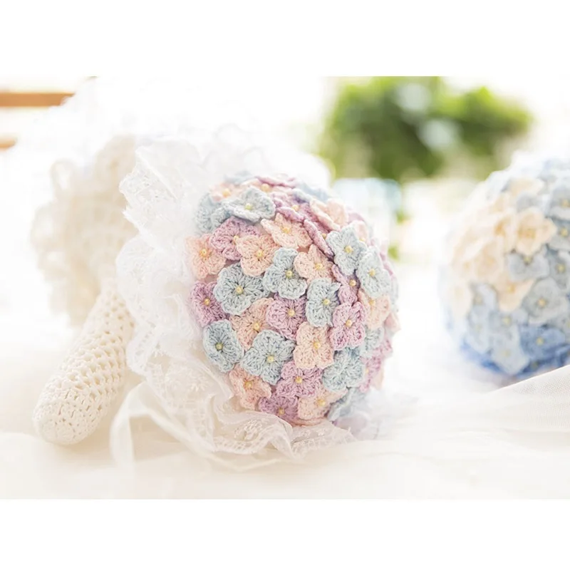 Susan's Family Bride Holding Flower DIY Crochet Dolls Hand-tied Wedding bouquet Cotton Woven Fine Wool Weave Materials Package