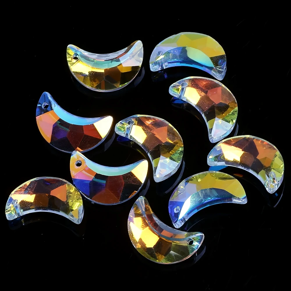 Austrian Crystal Heart Pendant Shiny AB Glass Loose Beads Wholesale DIY Making Charms Neckalace Jewelry Accessories Needlework