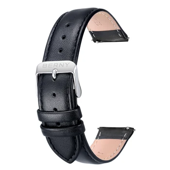 Hakiki Deri Kordonlu Saat Hızlı Bırakma Yumuşak Dana Derisi Kayış Siyah Bilezik Yedek Saat Aksesuarları Isteğe Bağlı Genişlik 16-24mm