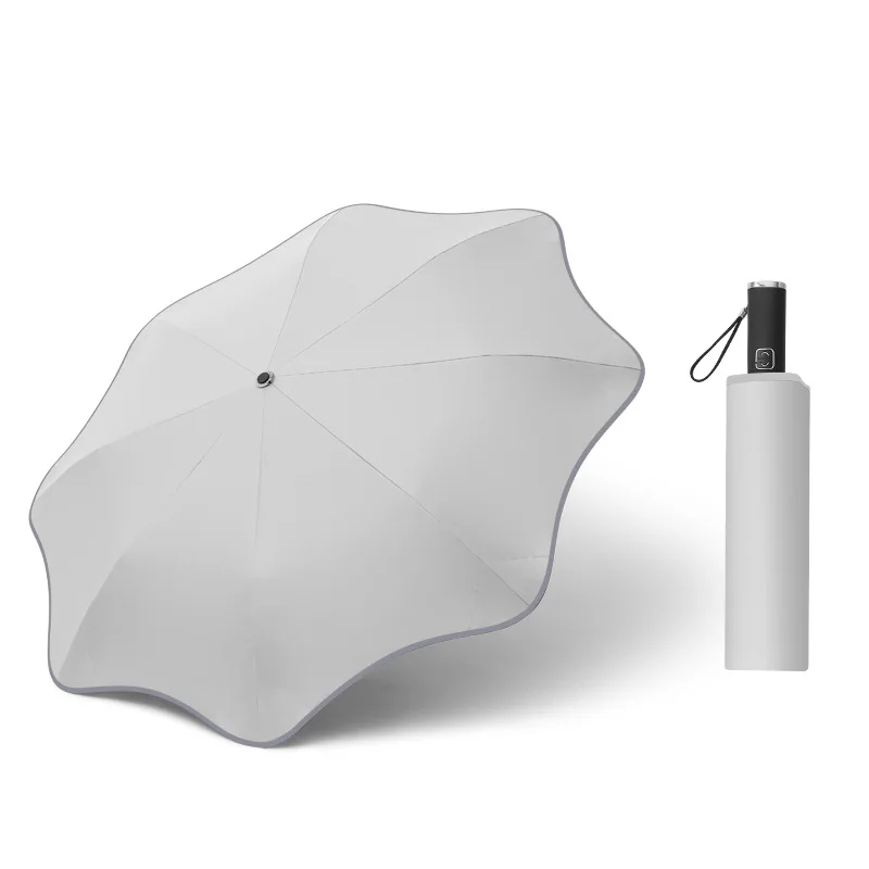 Ruffle Automatic Windproof Resistant Sun Umbrella Black White Women Men Luxury UV Protection Folding Parasol Portable Travel