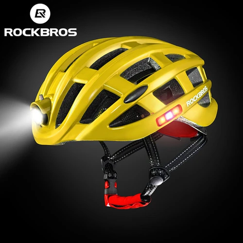 Imagen 1 del producto ROCKBROS-casco de bicicleta con luz LED, cascos de ciclismo con carga USB, casco de bicicleta de montaña y carretera, gorro deportivo seguro con luz de advertencia
