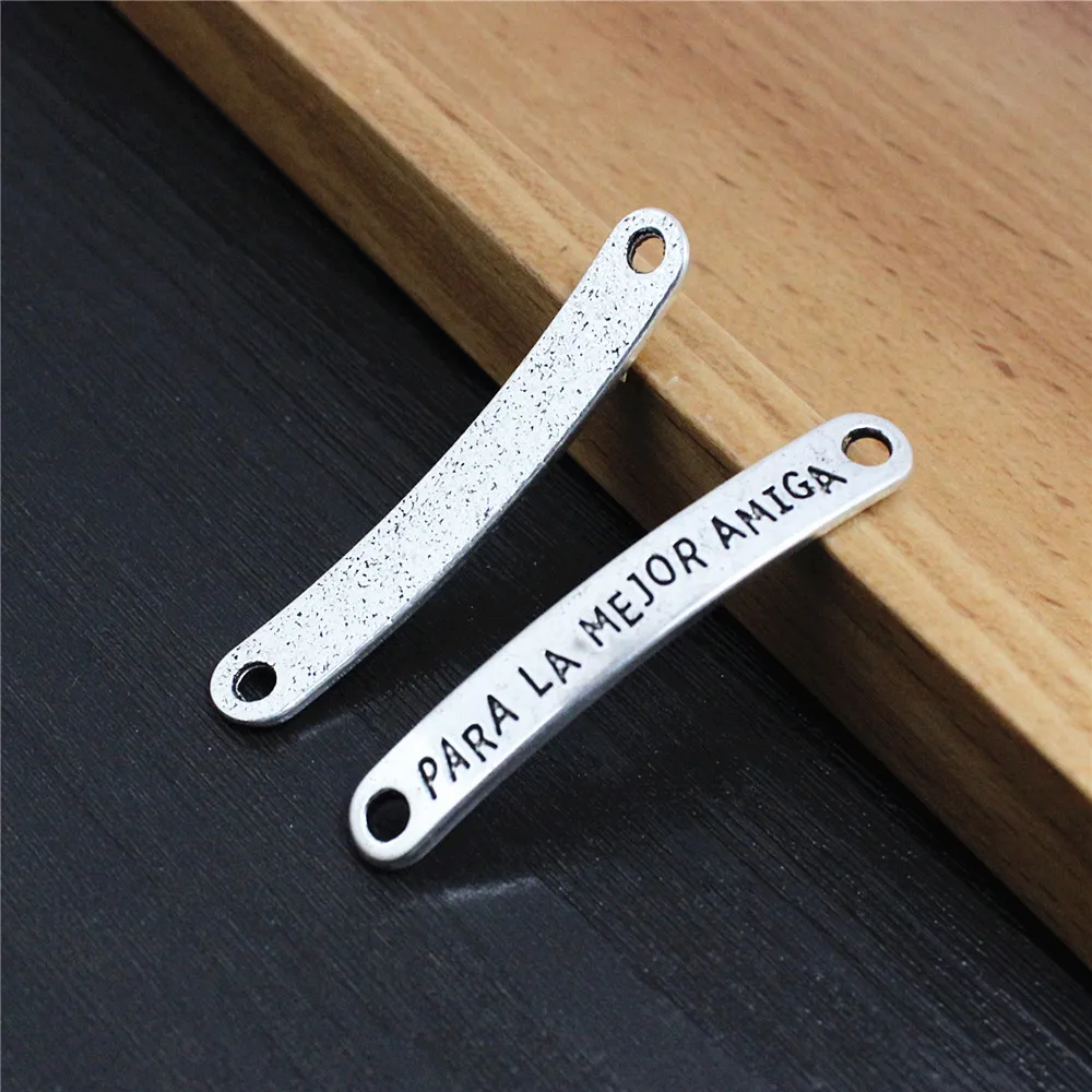 10 sztuk moda hiszpański PARA LA MEJOR MAMA AMIGA złącza wisiorek tybetański srebrny DIY bransoletka zapięcia koraliki 44x7mm K06216 — zdjęcie 7