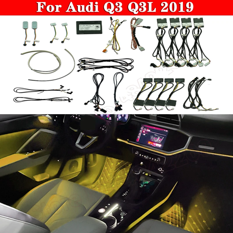 

Car Ambient Light Set For Audi Q3 Q3L 2019 MMI Control Decorative LED 30 colors Atuo Neon Atmosphere Lamp illuminated Strip