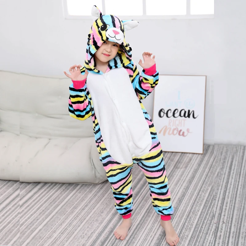 Kigurumi Children's Pajamas For Boys Girls Unicorn Pajamas Flannel Kids Unicorn Pijamas Suit Animal Sleepwear Winter Cat Onesies