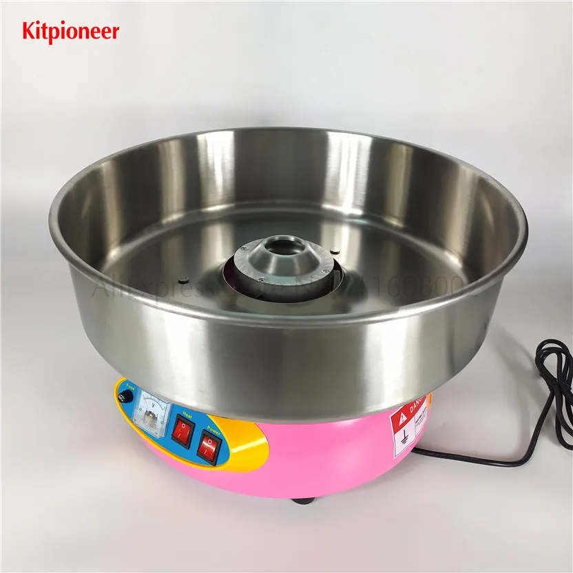 ไฟฟ้าเชิงพาณิชย์เครื่องลูกอมฝ้ายรอบ Fairy Floss Maker 220V สีชมพู