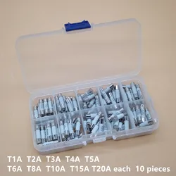 100PCS Ceramics Fuses Kit Slow Blow 5x20mm 1A 2A 3A 4A 5A 6A 8A 10A 15A 20A 250V 5*20 Protective Insurance Tube Set