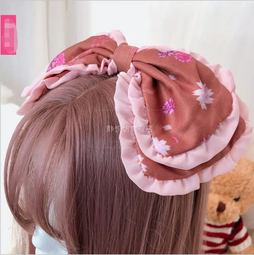 Lolita Japanischen Mori Mädchen Headwear Süße Spitze Bowknot Cos Am Stiel Stirnband KC Haar Zubehör Lolita Stirnband