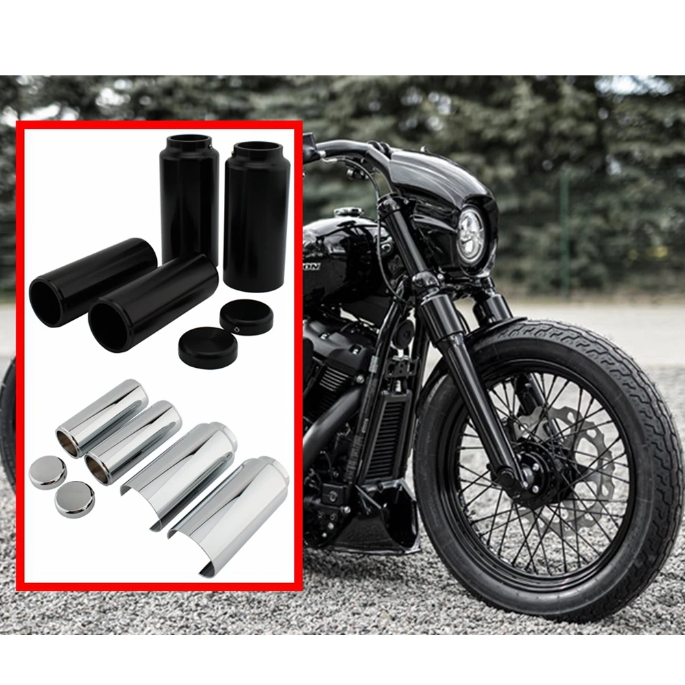 

Motorcycle Upper/Lower Front Fork Shock Absorber Cover Protective Sleeve for Harley Street Bob Low Rider 18-24