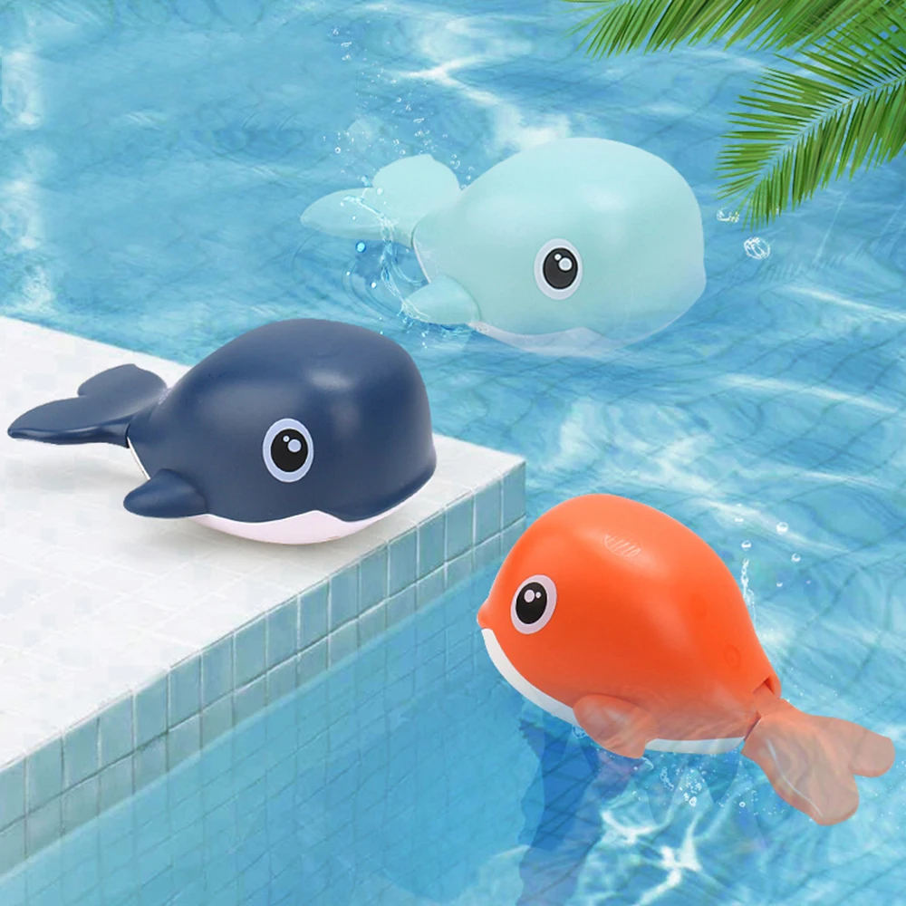 Baby Bath Toys Swimming Wind Up Whale Bathroom Water Floating Toys kids Bathtub Plastic Beach Bathtub Clockwork Cognitive Toy