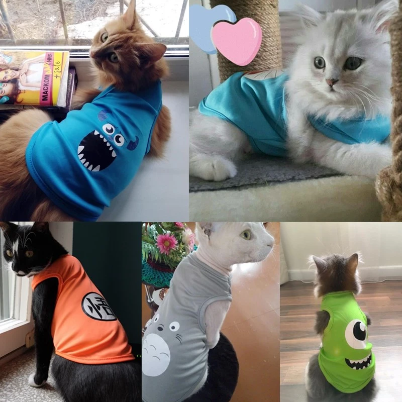 Pet Cat Clothes for Cats Summer Vest T-Shirt Dog Cat Clothes Costume for Small Dogs Cartoon Vest for Puppy 35