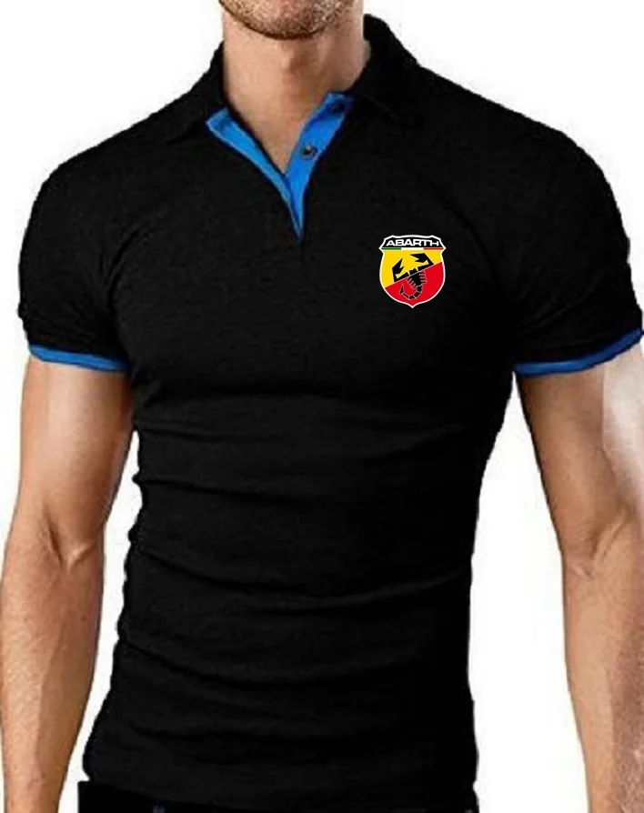 Summer Breathable Polo Shirts Casual Men\'s TShirts Short-Sleeved Top Tees Abarth Scorpion Logo Topshirts POP Homme Streetwear