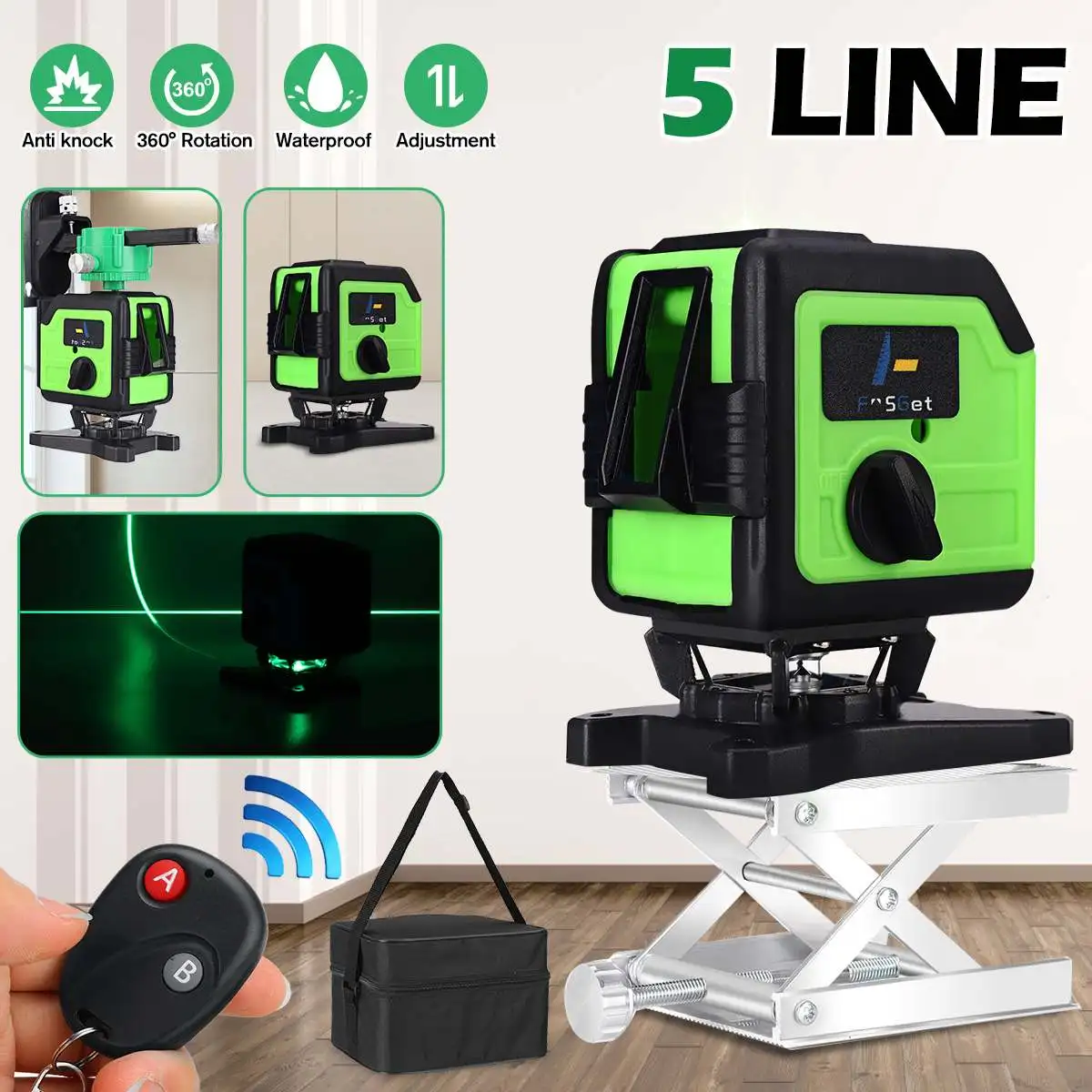 5 Lines Laser Level 3D Level Self-Leveling 360 Horizontal Vertical Cross Super Powerful Laser Level Remote Control