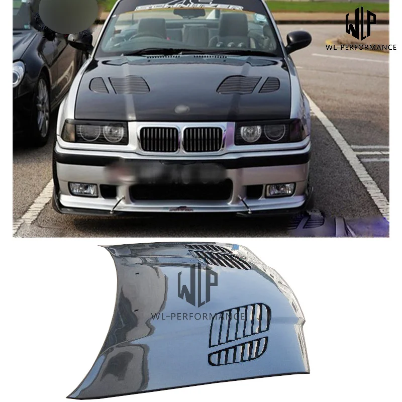 E36 High Quality Carbon Fiber Front Engine Hood Bonnets Engine Covers Car Styling for Bmw 3 Series E36 M3 Style Body Kit