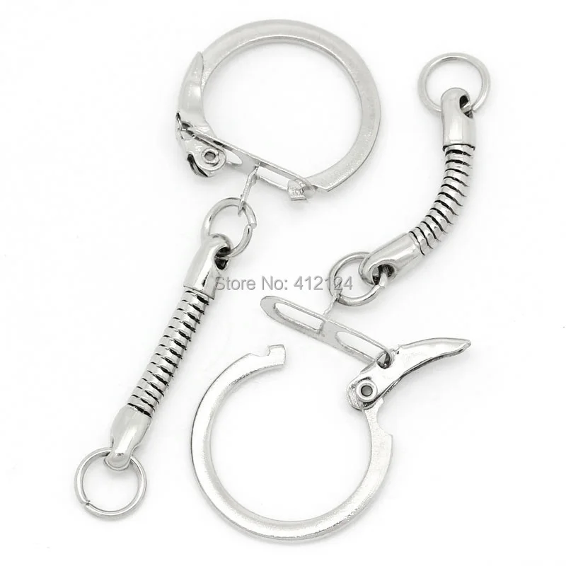 150Pcs Wholesales Hot New DIY Key Chain Silver Tone Keychains For Men Keyrings Snake Chain Charms Jewelry Findings 6x2.2cm