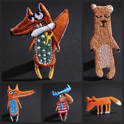 Cartoon fox antelope Bear Animal patches coat bag decoration Decal back glue DIY embroidery animal patch ironing on clothes