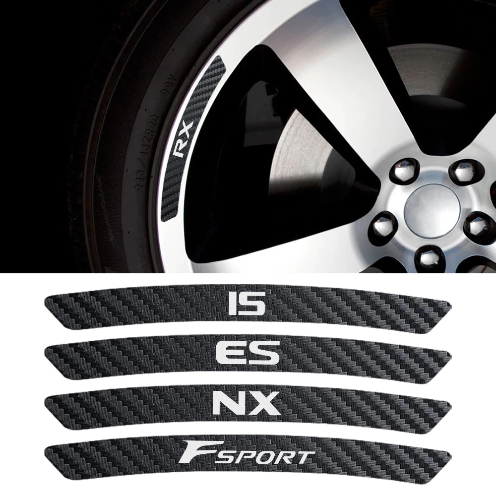 Car Wheel Rim Stickers For Lexus RX NX IS Fsport ES CT200h GS GX LS LX UX Motor Hub Decor Decal Cover Sticker Auto Accessories