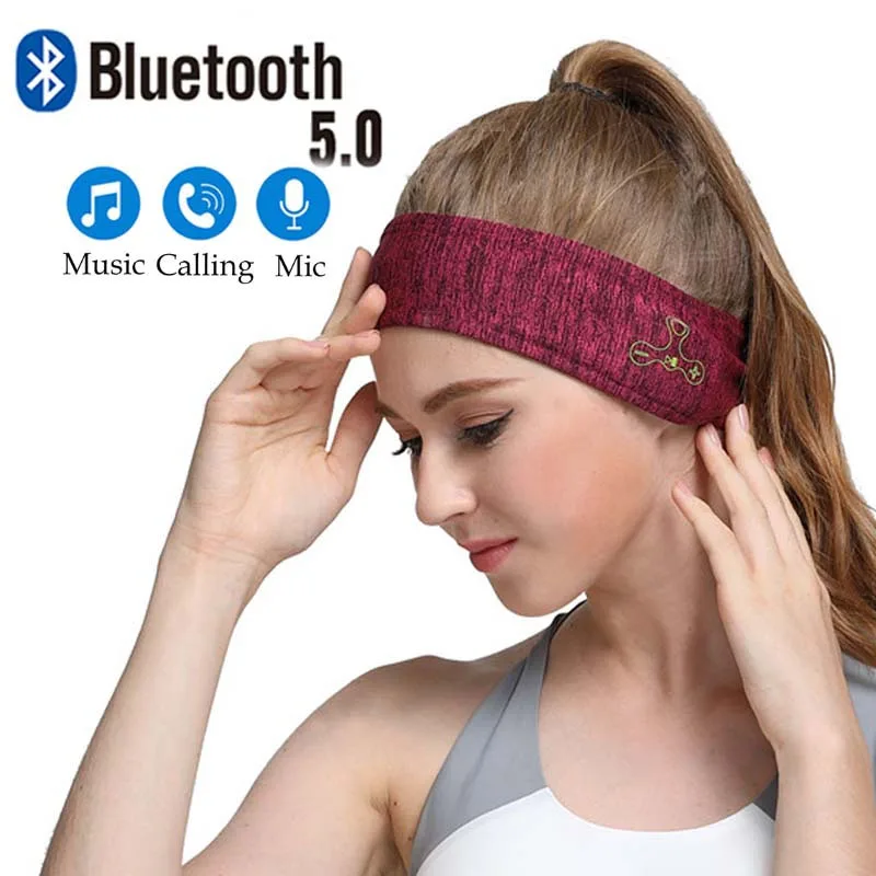 JINSERTA Wireless Bluetooth 5.0 Headset Knitting music Headband Headset Sleep Sports headkerchief Running yoga Gym Headphone