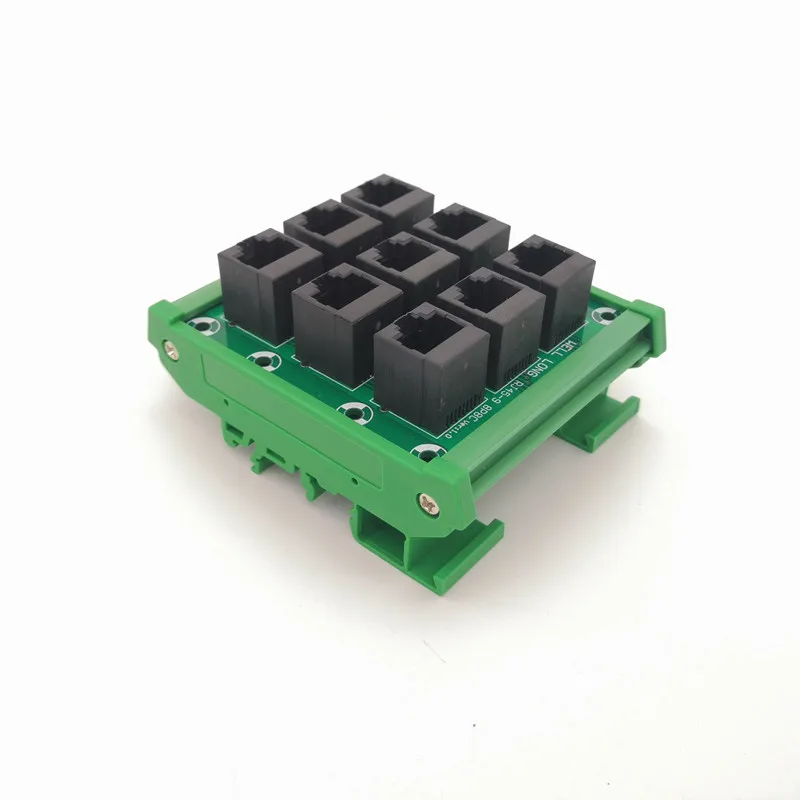 DIN Rail Mount RJ45 Module,RJ45 8P8C Jack 9-Way Buss Breakout Board,Terminal Block, Connector.