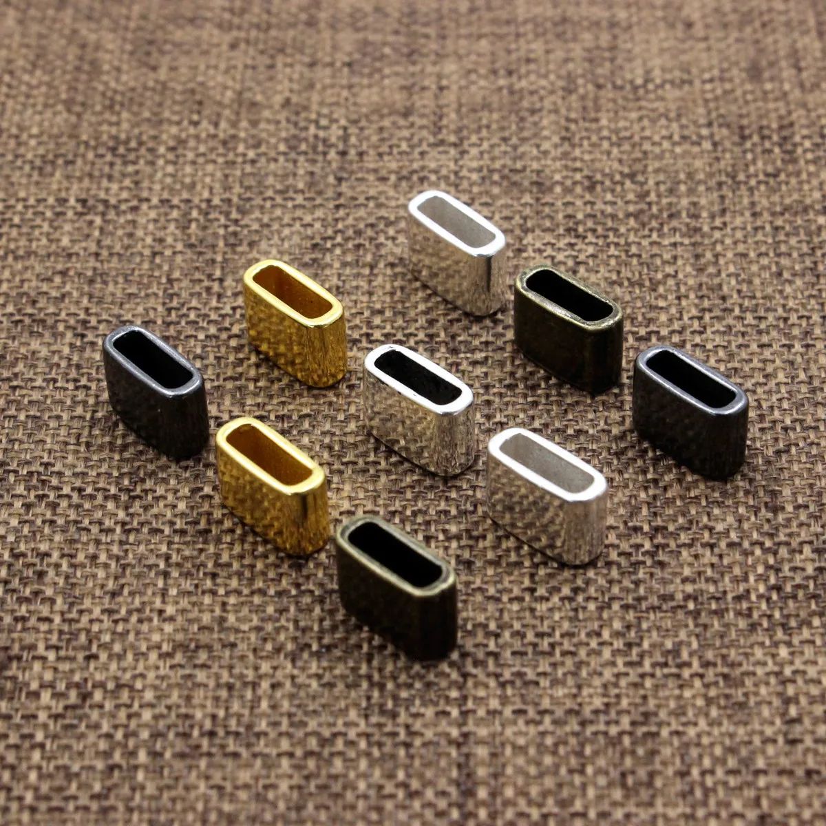 Fashion Metal Slider Flat Tube For Bracelet Necklace Cord Watch Chain Beads DIY Making Accessories 12x8mm Hole: 9x3mm 50pcs