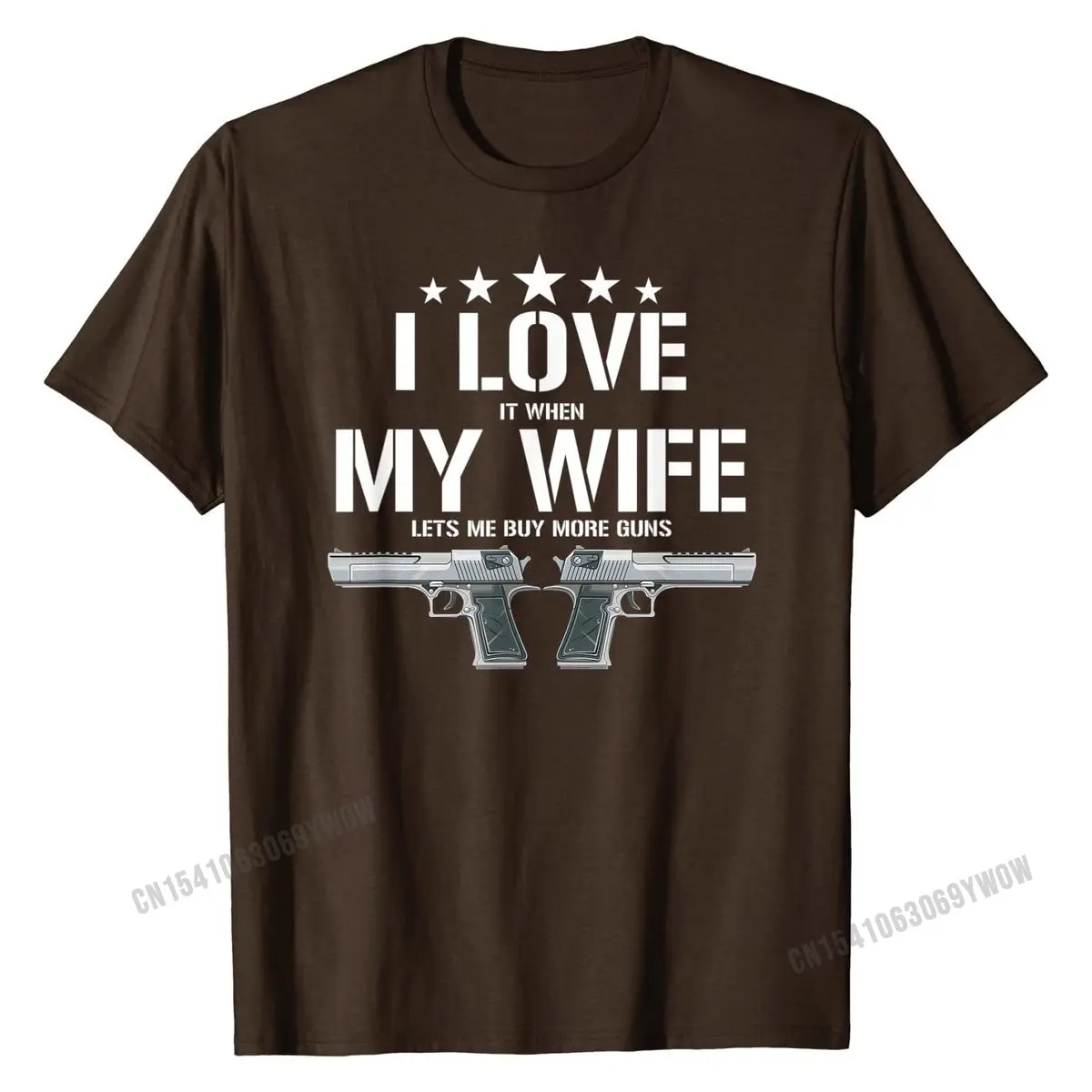 Mens Funny I Love It When My Wife Lets Me Buy More Guns Husband T-Shirt Tops Shirts Popular Customized Cotton Men T Shirt Summer