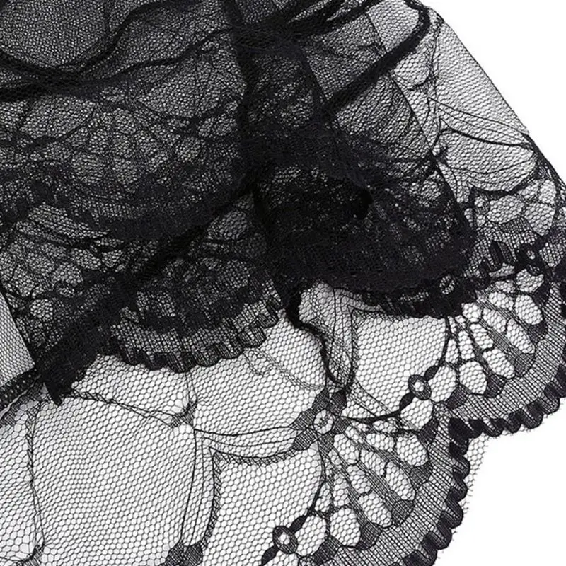 Falda larga de malla transparente a capas para mujer y niña, Falda Midi asimétrica de cintura alta, dobladillo de encaje festoneado, vestido plisado