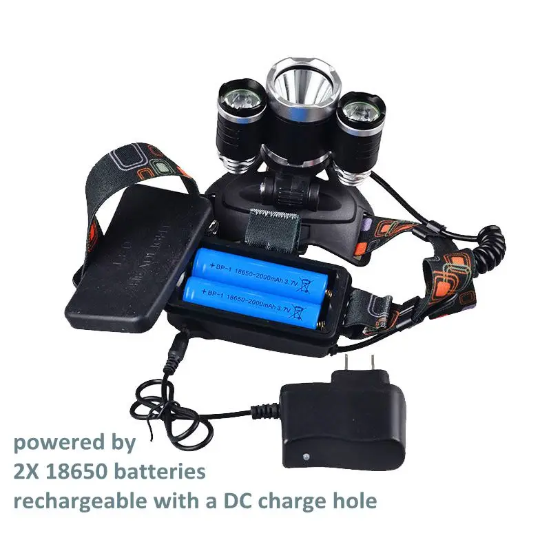 2021 New 18650 Rechargeable Headlight Powerful 3 LED Head Torch 4-Mode White & 395nm UV Headlamp For Camping Hunting