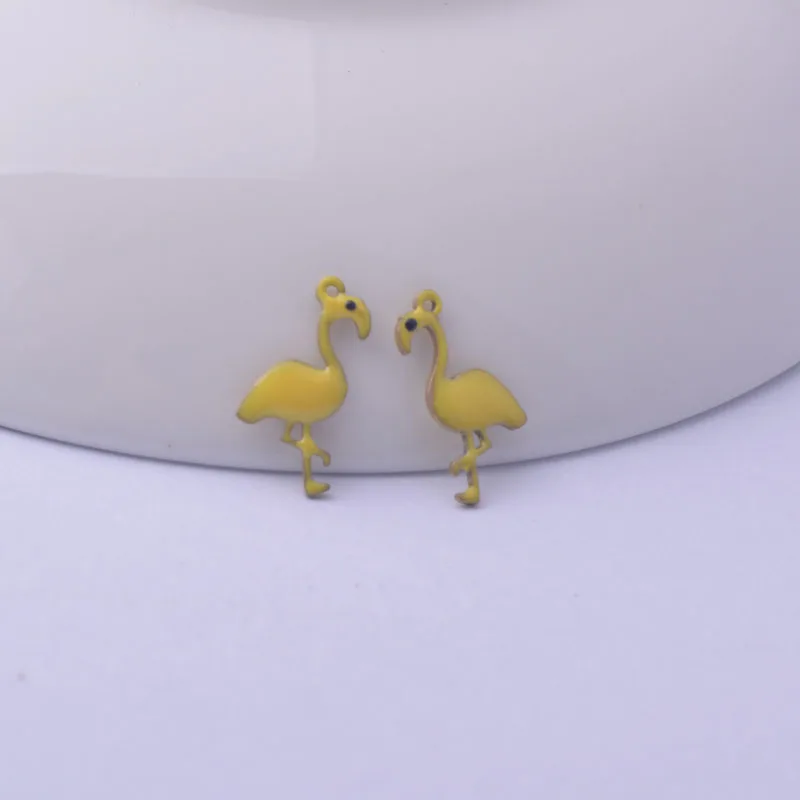 30 Stück 8*14mm beidseitig emaillierte Flamingo-Anhänger, kleine Vogel-Tier-Anhänger aus Kupfer, Schmuck – Detail 6