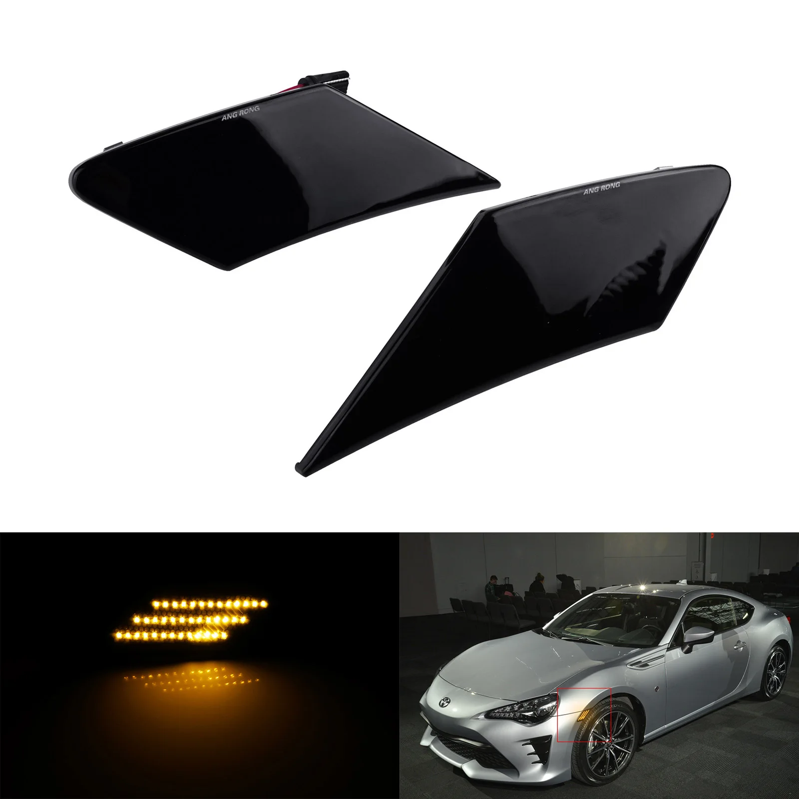 

Pair For Subaru BRZ 13-19 Toyota 86 2017+ Front Bumper Reflector Side Marker LED Light