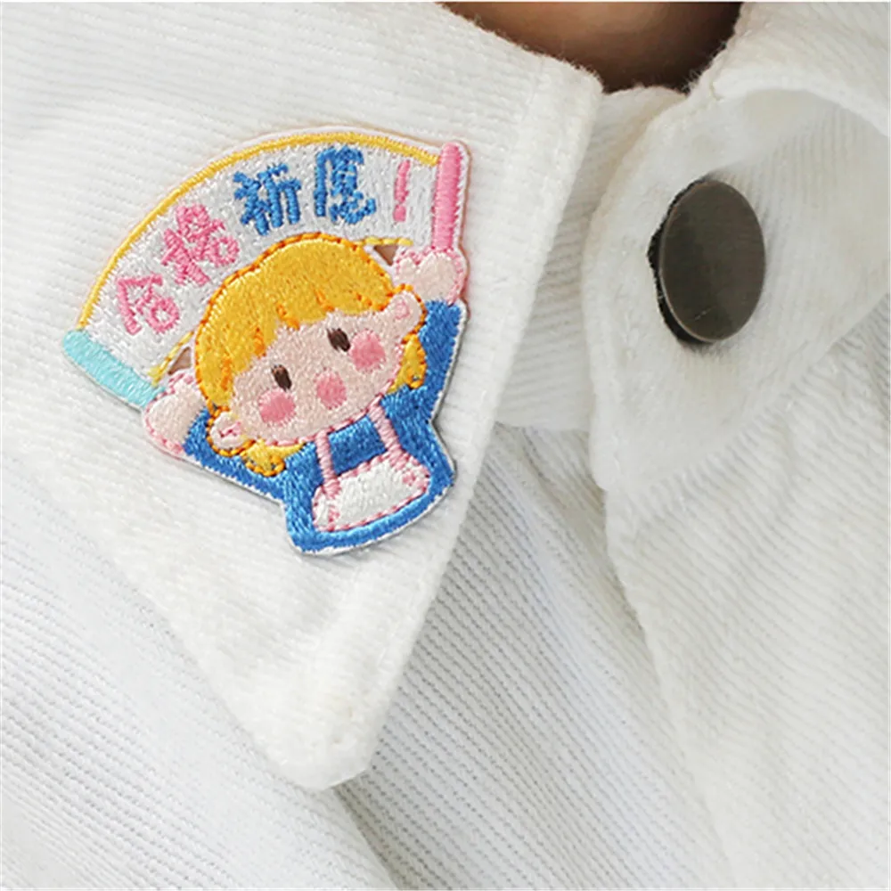 Maxsin High Quality Cute Good Lucky Girl attract money Embroidered fashion Koi Patch for Cloth Dress Jacket  Iron On Garment DIY