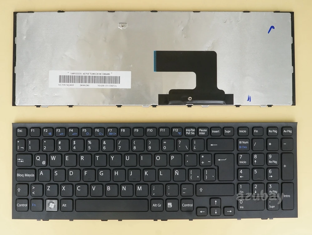 Latin Spanish Keyboard for Sony VAIO VPC-EE VPCEE 148933331 AENE7L00120 9Z.N5CSQ.01E, Black with Frame