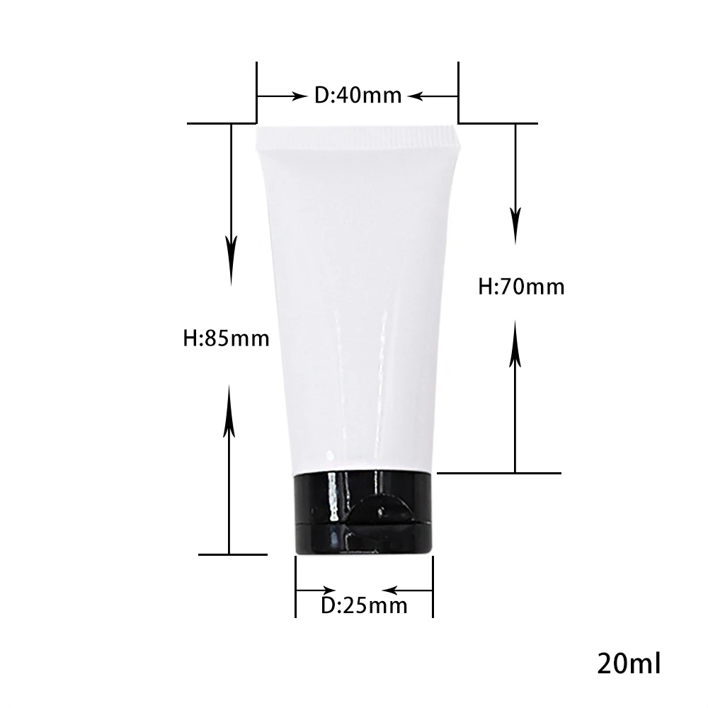 White 20ml Cream Soft Tube with Fold Lid,BPA Free Cosmetic Packaging Tube