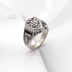 Punk 316 Stainless Steel Iron Cross Shield Ring Jewelry For Women's Gift