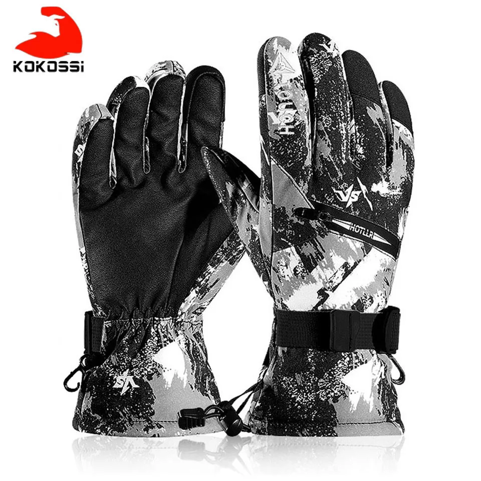 KoKossi 1Pair Ski Gloves Touch Screen Fleece Winter Warm Snowboard Gloves Ultralight Waterproof Motorcycle Thermal Snow gloves