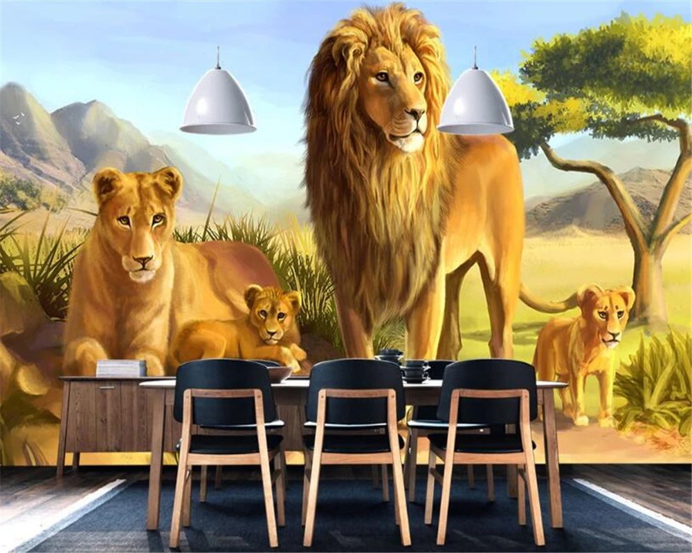 

WELLYU Are large senior interior wall mural wallpaper animal lion background wall papel de parede wallpaper for walls 3 d3D