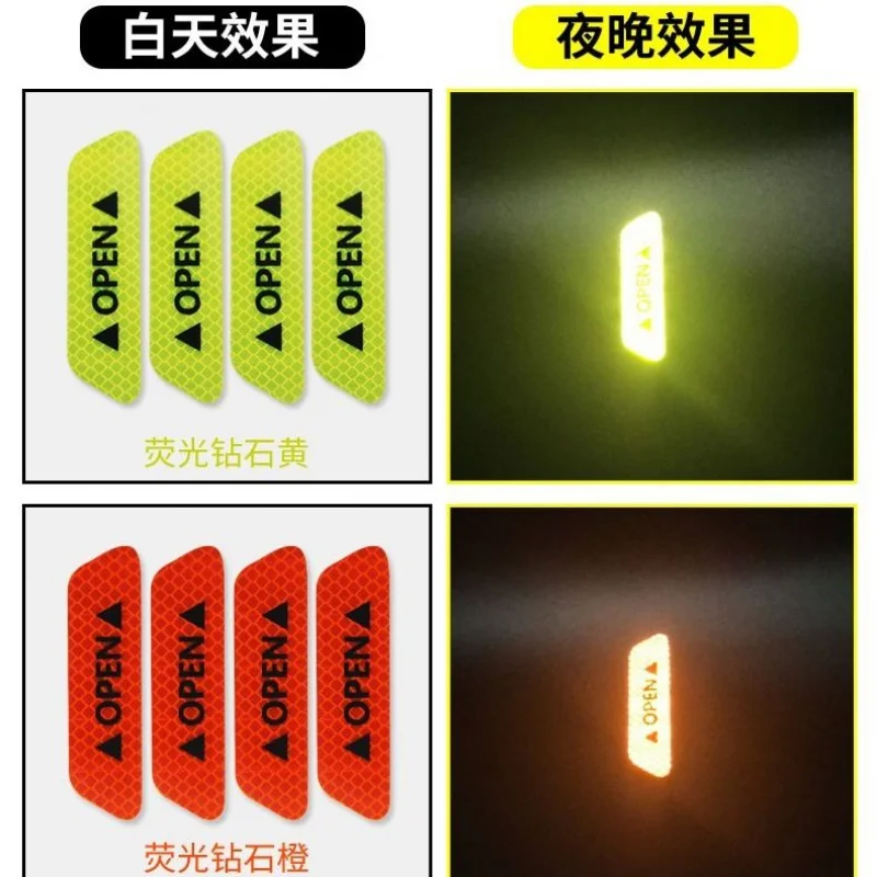 4Pcs/Set Car Door Stickers DIY Car OPEN Reflective Tape Warning Mark For Hyundai Creta Tucson i30 ix35 Solaris i20 Kona ix25