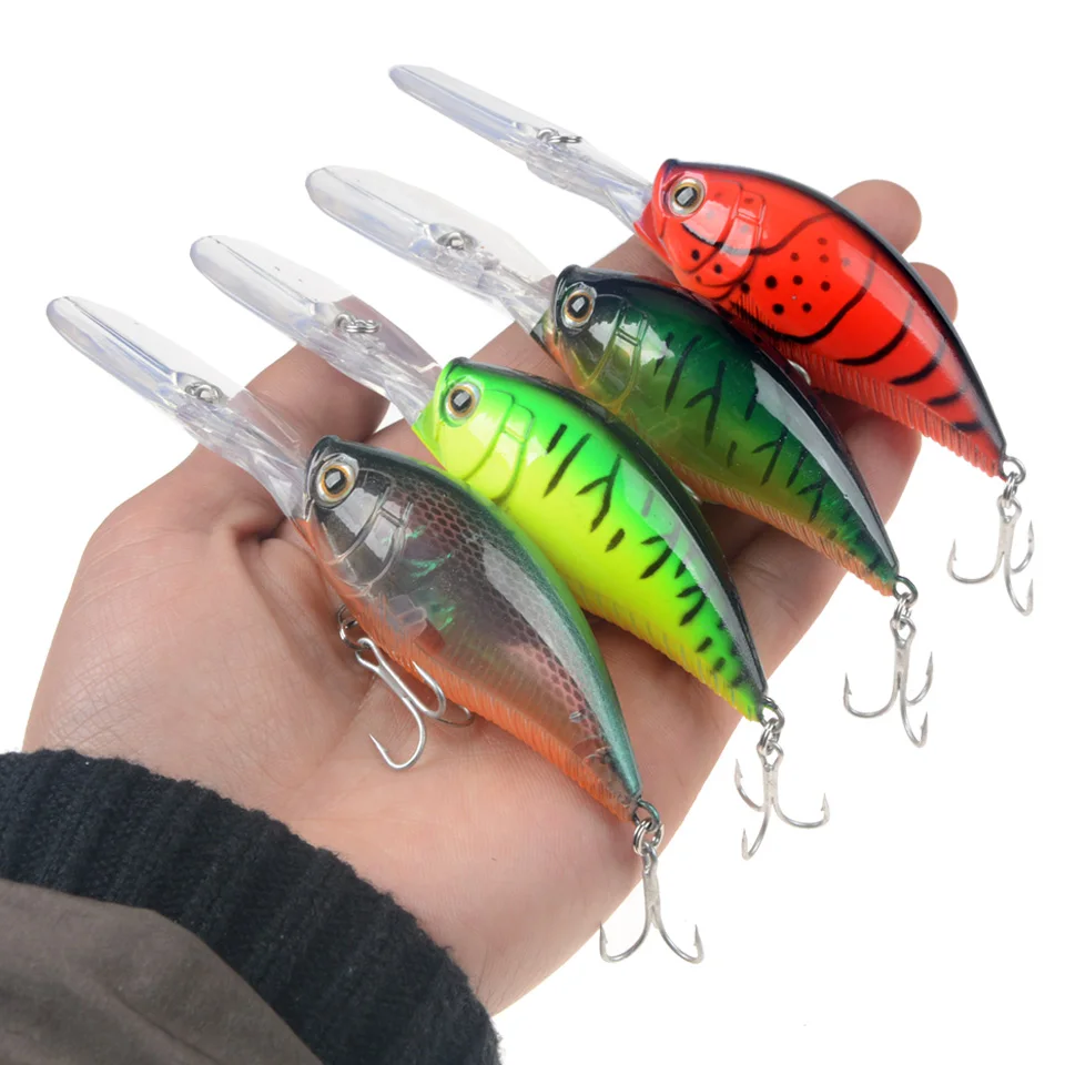 70mm 22g Crankbait Long Lip Fishing Lure Floating Bionic Wobbler Crank Bait Artificial Lure Hard Bait 3D Eyes Minnow Bass Bait