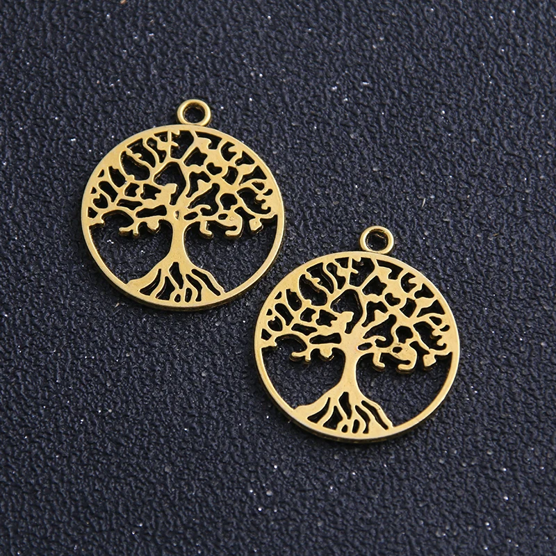 6pcs 25*29mm Four Color  Vintage Metal Alloy Round Hollow Peace Tree Charms Jewelry Pendants Diy production