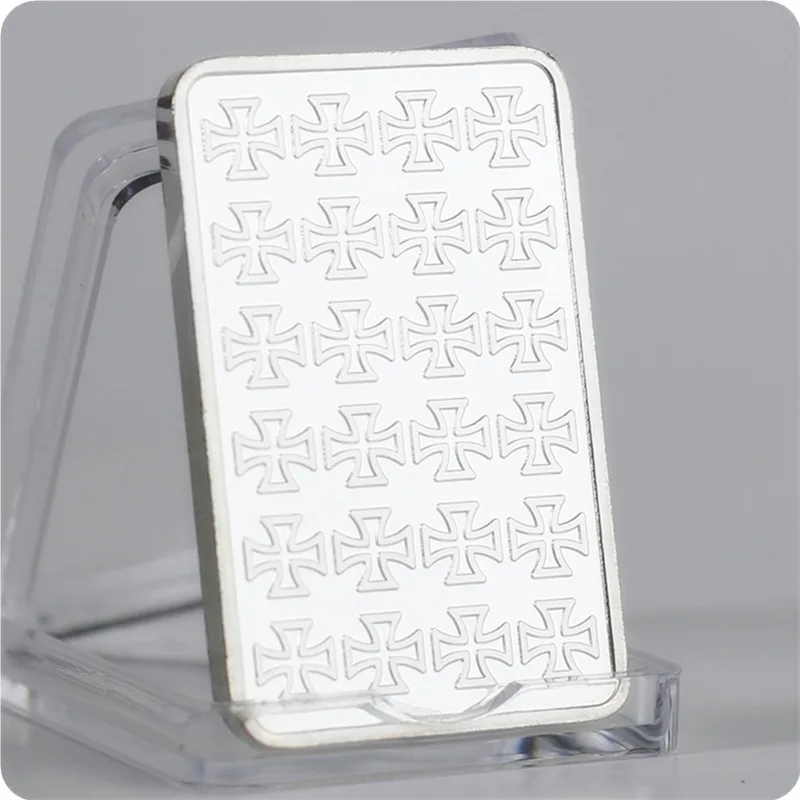 Rare 1 Ounce German Silver 999 Liberty Eagle Totem Silver Plated Cross Bar with Acrylic Protection Capsules